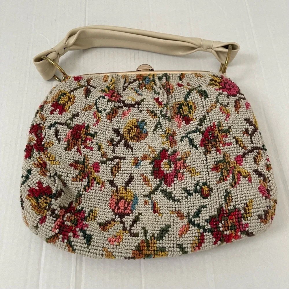 Women’s Dova Vintage 1950’s Empress Tapestry Handbag Floral Handbag Embroidered - Picture 3 of 7